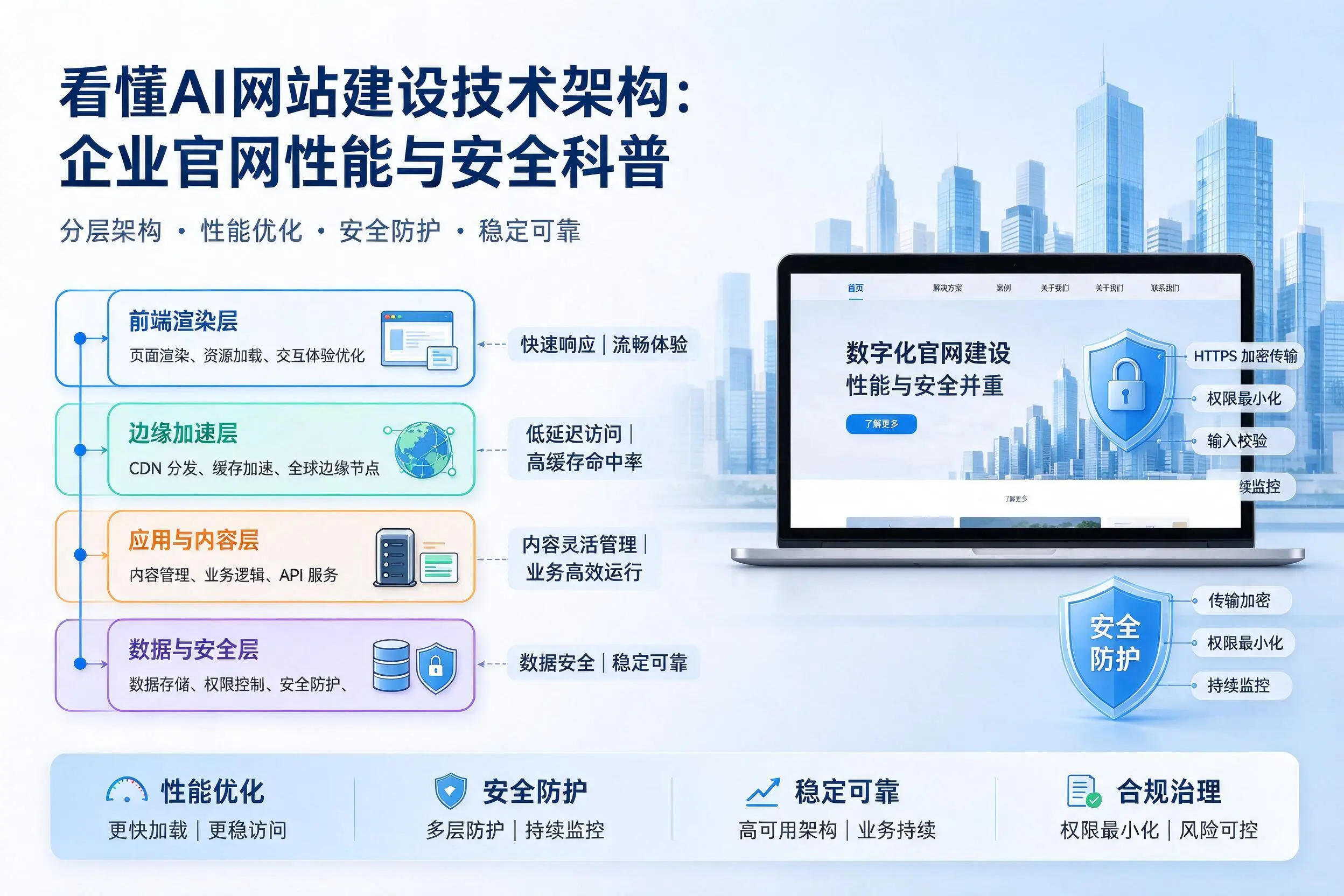 看懂AI网站建设技术架构：平凉企业官网性能与安全科普