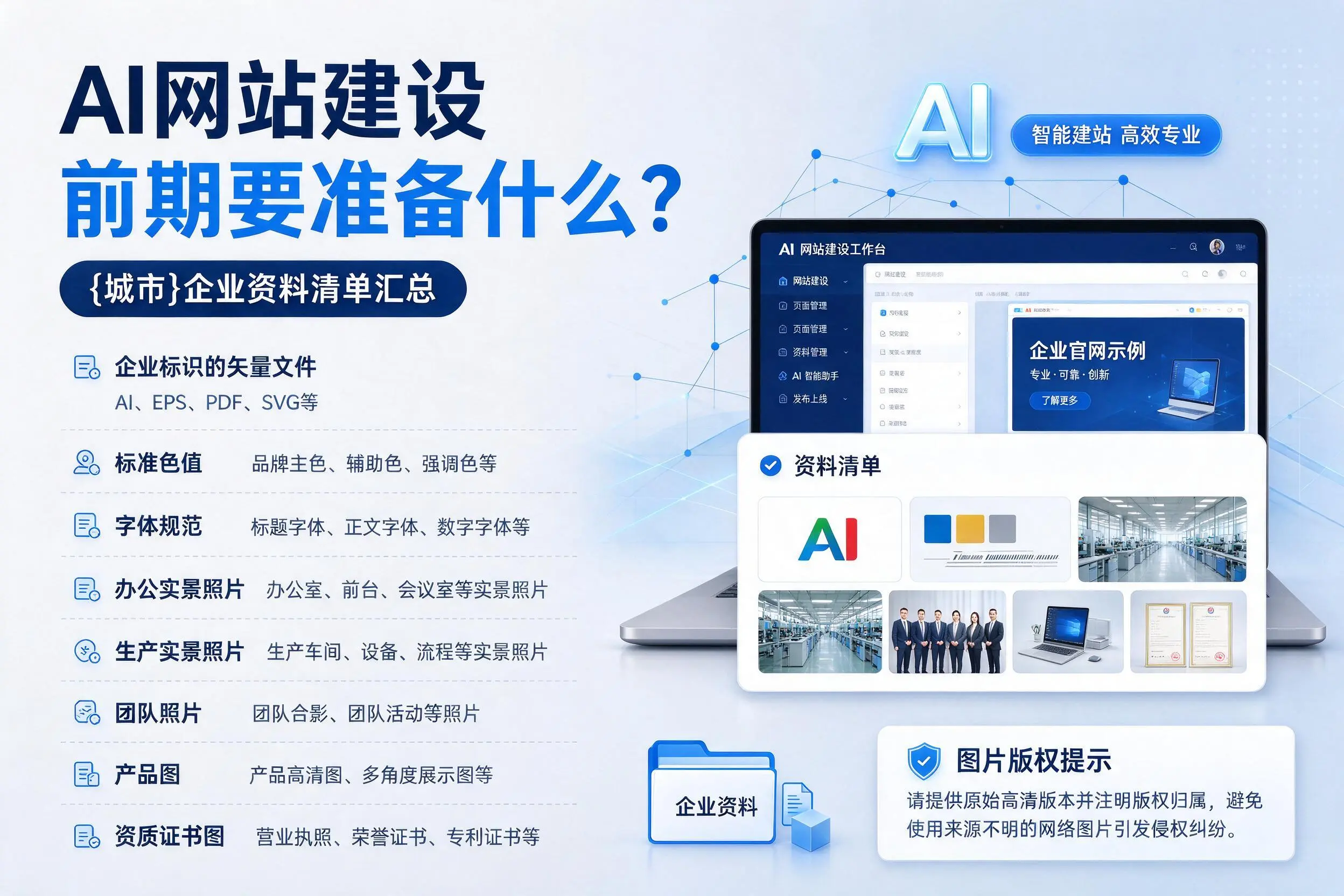 AI网站建设前期要准备什么？平凉企业资料清单汇总